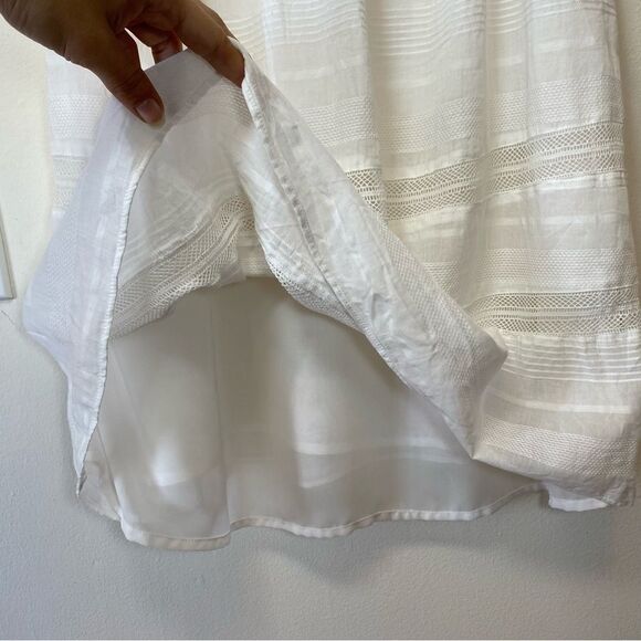 REBECCA MINKOFF Rose Flutter Sleeve Babydoll Lace Mini Dress White Sz Small - Picture 9 of 14